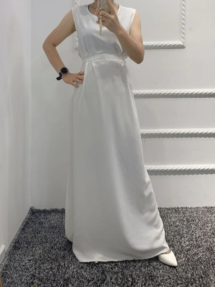 Plain Dresses Under Abaya Inside Long Loose Sleeveless Inner Dress for Abayas Women Muslim Fashion Dubai Turkey Islamic Clothes