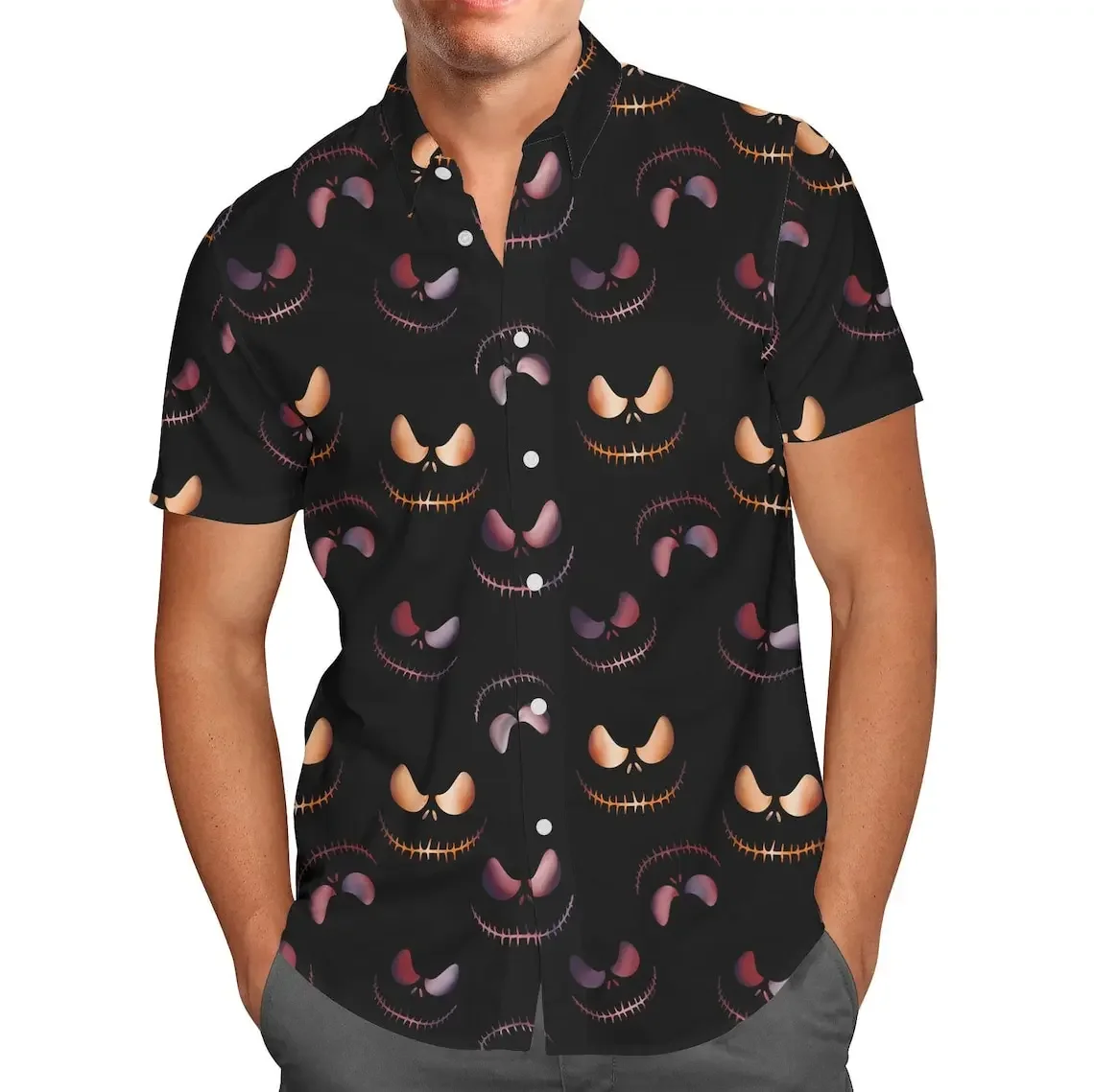 Mickey Christmas Hawaiian Casual Short Sleeved Shirt Men's Women Short Sleeve Button Up Shirt Disney Christmas Hawaiian Casual Beach Kids