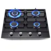 Tieasy 24 Inch 4 Burner Built-in Tempered Glass NG/LPG Convertible Thermocouple Protection Child lock Gas Cooktop GH003-244G 1