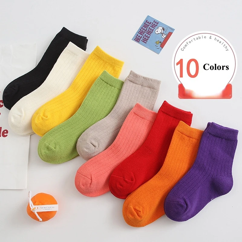 Cotton Socks Children Socks Candy Color Fashion Baby Socks Cute Kids Socks Boys Girls Soft Cotton Warm Ready Stock Plain Children Toddler