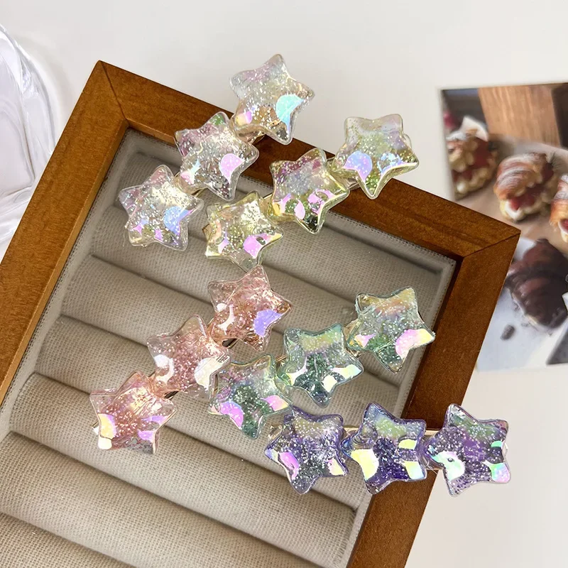 2023 Summer New Transparent Shiny Star Hairpin Japanese Korean Charm Alligator Clip Y2k Hair Accessories for Girls Headdress