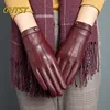 Sheepskin Natural Gloves Women's Genuine Leather Wrist Warmer Cycling Driving Winter Warm Luva Fleece Lining Fashion Accessories 1