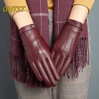 Sheepskin Natural Gloves Women's Genuine Leather Wrist Warmer Cycling Driving Winter Warm Luva Fleece Lining Fashion Accessories 1