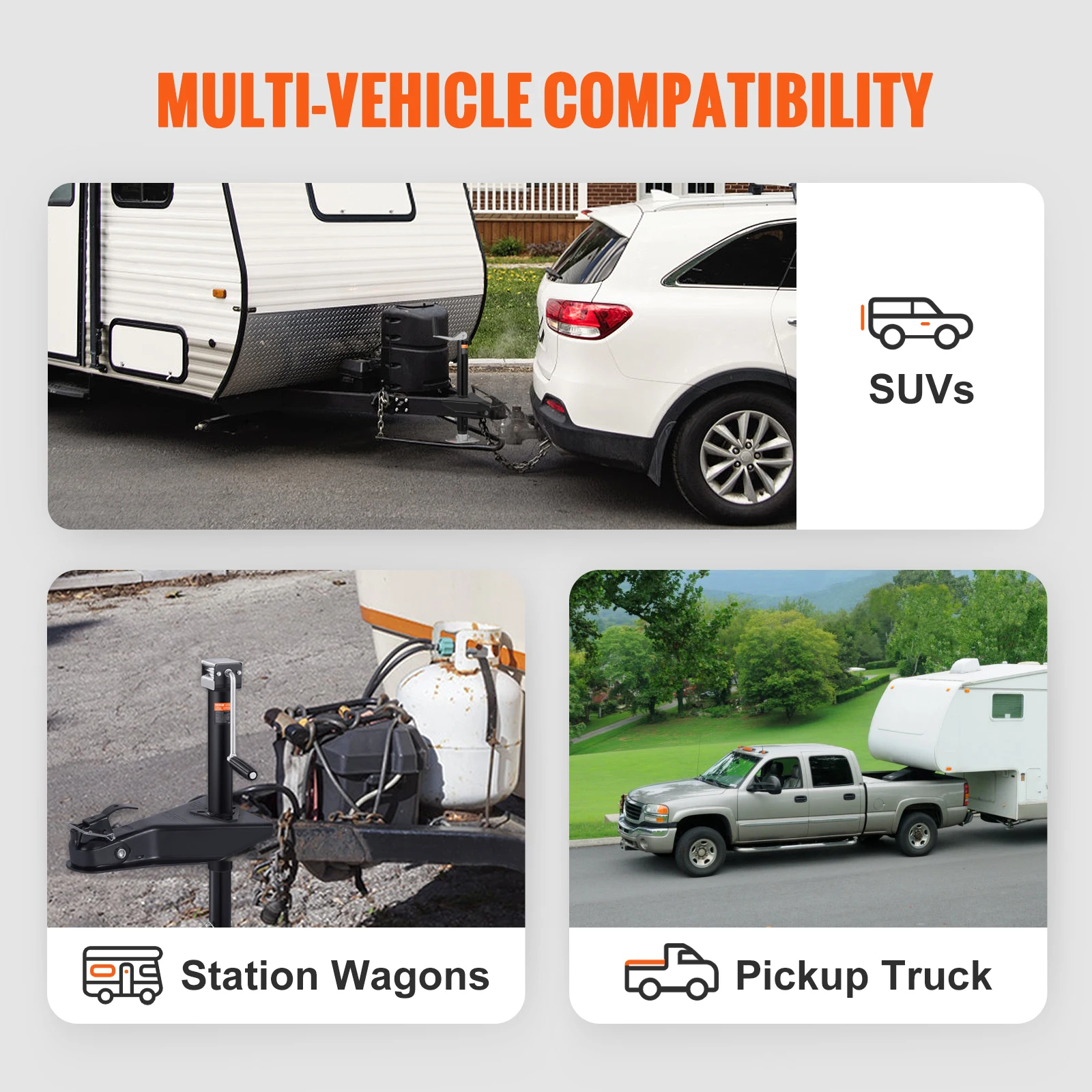 VEVOR 8000 lbs A-Frame Trailer Coupler Fits 2-Inch Hitch Ball Size Channel RV Parts Camper Accessories for Towing Station Trucks