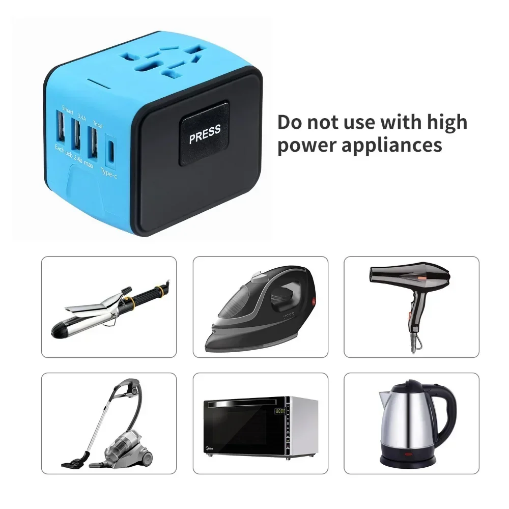 Adaptateur Universel Melery – Prise Voyage Monde Entier – 5 Ports USB Type C – 28W