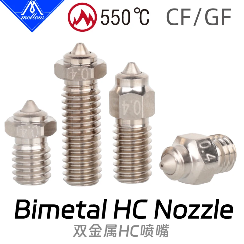 Mellow Dlc Aço Endurecido e Cobre 3d Impressora Bocal Resistente ao Desgaste Bimetálico hc v6 Vulcão Mk8 Hotend Neptune4 k1
