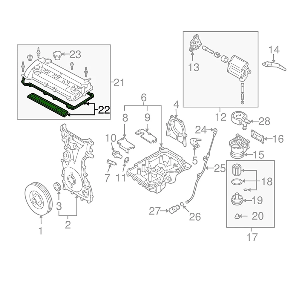 Rubber Gasket Engine Valve Cover Head Cover Gasket Set Fits For Mazda 3 6 CX-7