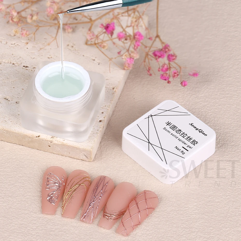 Semi Solid Spider Gel Nail Polish Clear Liner Gel Mirror Powder Adhesive Lacquer DIY Flower Drawing Adhensive Glue Manicure Tool