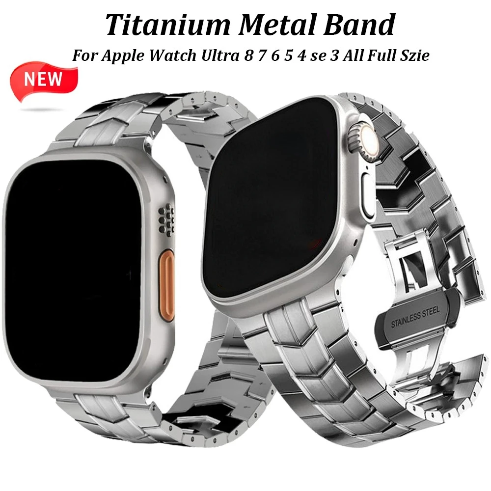 

Luxry Titanium Metal Strap for Apple Watch Band 49mm 45mm 44mm 41mm 40mm 42mm Men Watchband for Ultra 8 7 6 5 4 Se 3 2 Wristband