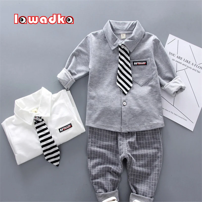 Lawadka Spring Autumn Baby Boy Clothes Sets Long Sleeve Tie T-Shirt +Pants 2Pcs Outfits Cotton Sport Suit For Boy Clothes 2025