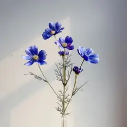 Elegant Silk Chamomile Flower - White Daisy Artificial Decoration for Weddings and Home Decor (Dark Blue)