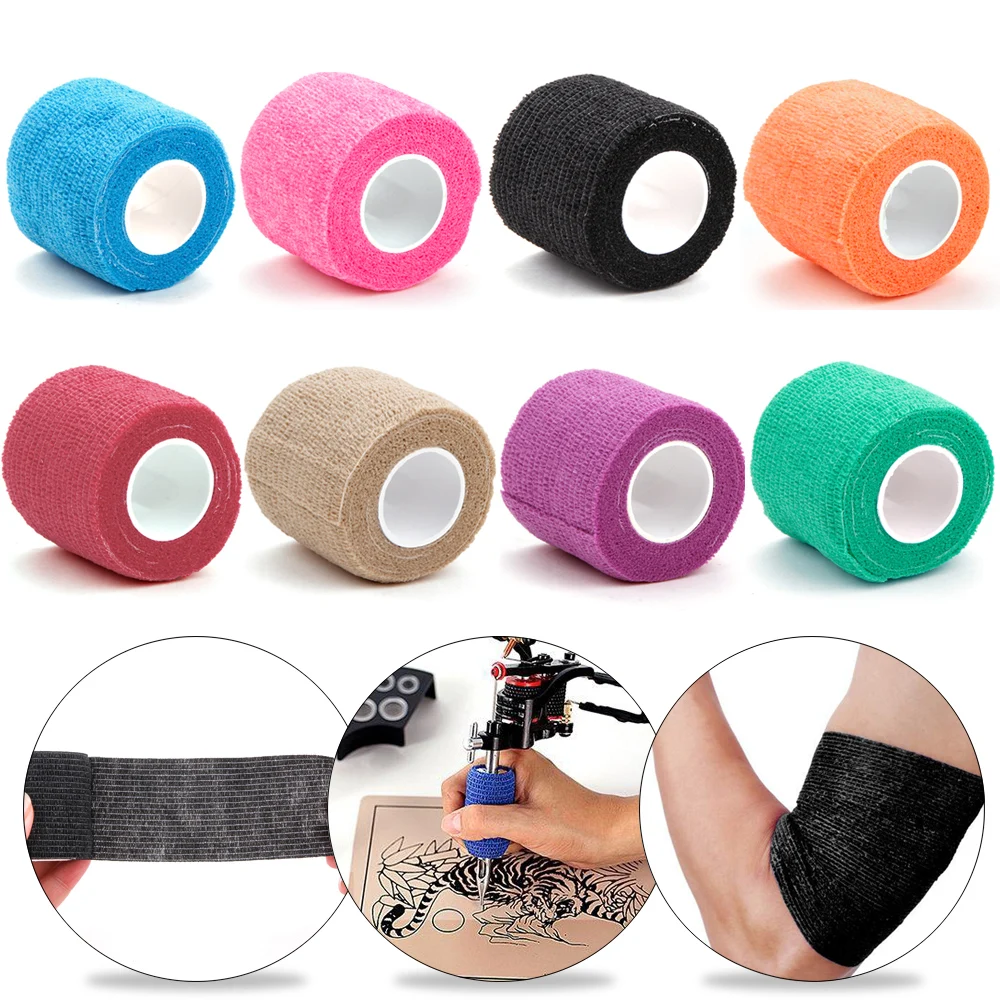

2/6/10/20Pcs Grip Tattoo Bandage Self-adhesive Elastic Bandage Sport Wrap Tape Cover Wraps Disposable Permanent Tattoo Supplies