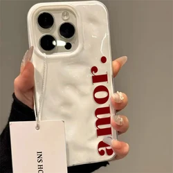 Trendy Red English Amor Pattern Korean Style Phone Case - iPhone 15 (White - YYDSE2889)