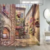 Retro Style Oil Painting Street View Restaurant Shower Curtain Building Bathroom With Hook Waterproof Washable Fabric Suit 5