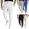 2024 Spring and Fall men's Waffle Leisure sports solid color pants trend fashion high quality drawstring small leg pants 1