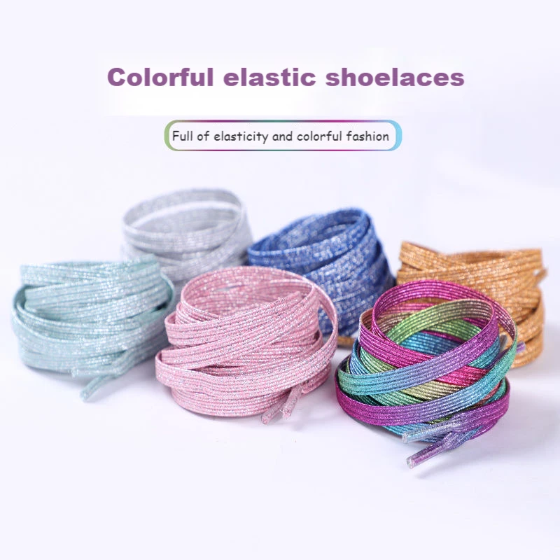 Regenbogen-elastische Schnürsenkel, Turnschuhe, bunte flache Bänder, Schnürsenkel ohne Krawatten, für Erwachsene und Kinder, Tennis, ohne Krawatte, Schnürsenkel, Schuhe, Zubehör – Detail 3