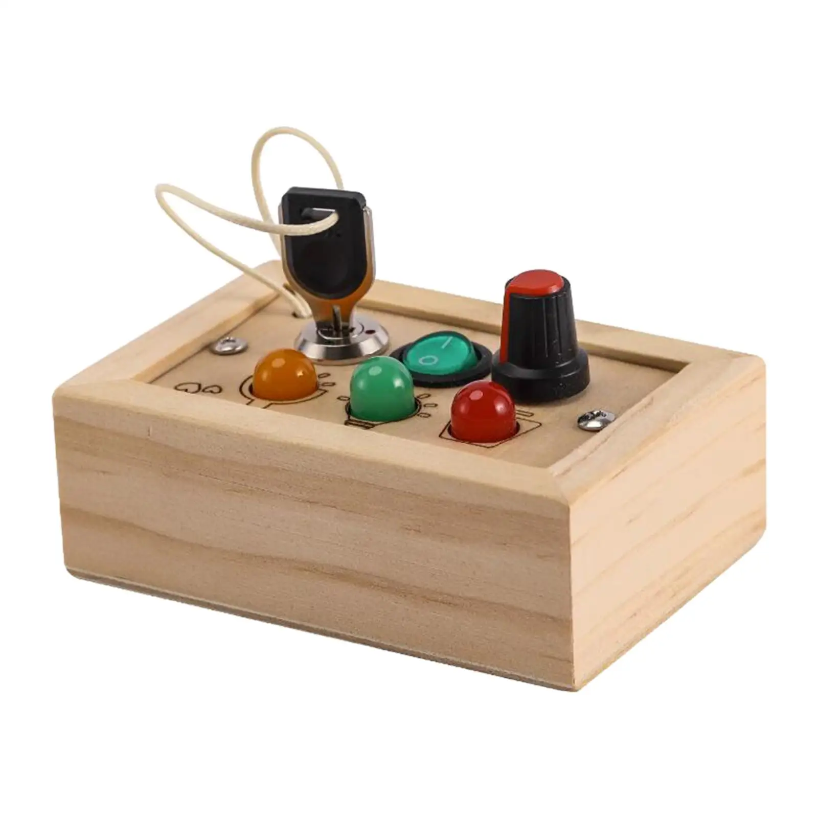 

Button Busy Board Practical Skill Sensory Toy Wood Control Panel for Travel Toy Wooden Toy Preschool Boys Girls Birthday Gifts