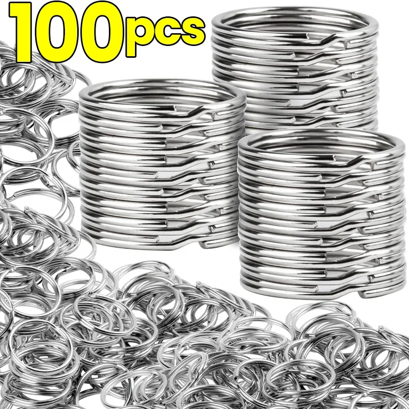 25Mm Srebrne Metalowe Breloczki Okrągłe Dzielone Breloczki Ze Stali Nierdzewnej Diy Ustalenia Biżuteria Wykonana Z Polerowanego Przypinki Akcesoria