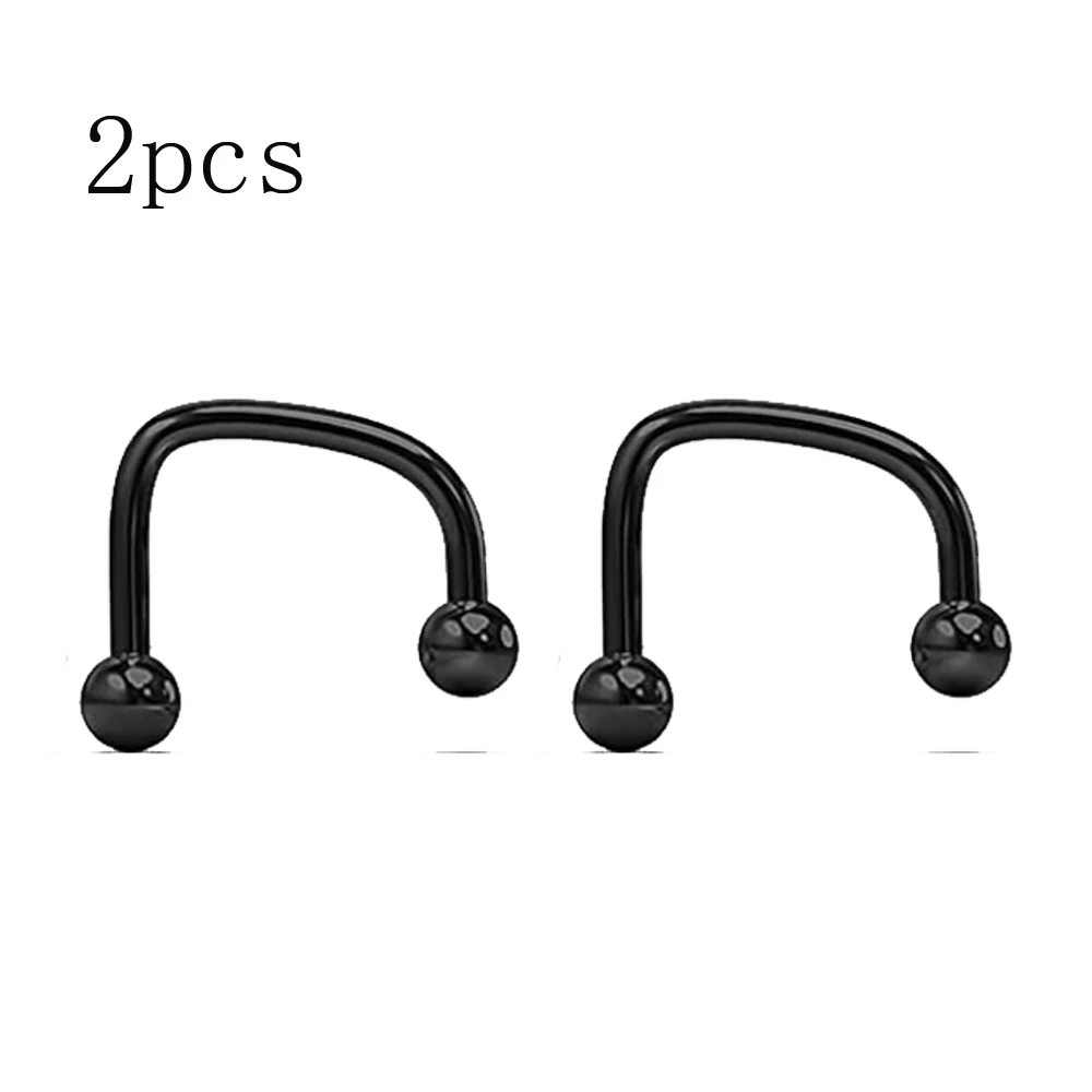 WKOUD 2pcs Rainbow 16G Cool Punk Stainless Steel Ball Top Lippy Loop Lip Monroe Labret Ring Jewelry Fashion Body Piercing Rings