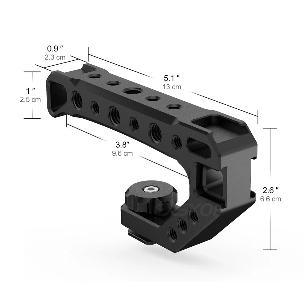 Top Handle Lightweight Handle Grip Universal Handgrip with Cold Shoe Mount 1/4" & 3/8" Holes for DSLR Camera Cage LED Light