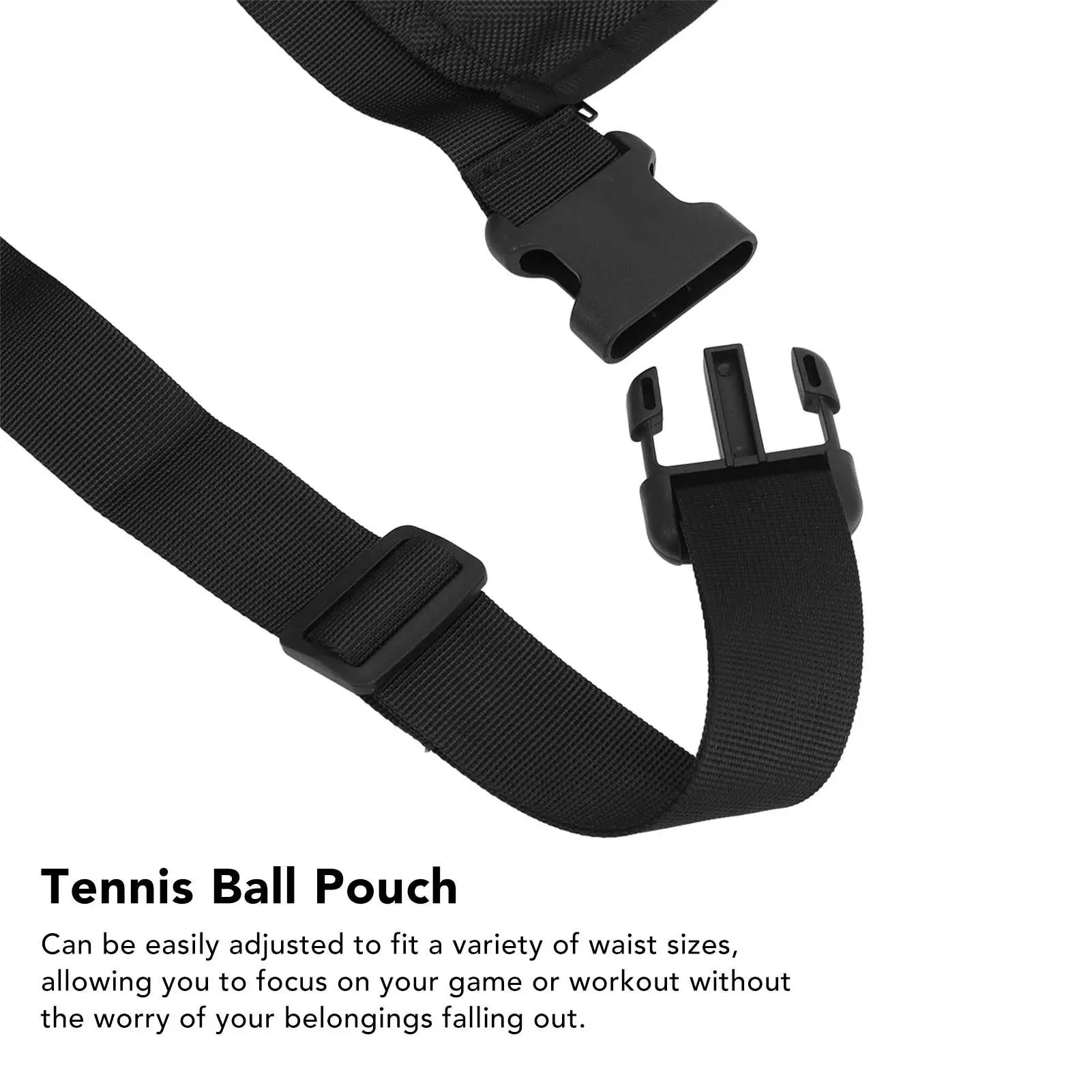 Adjustable Tennis Ball Pouch Waist Carrier-Breathable Oxford Cloth for Easy Access & for cycling , Black