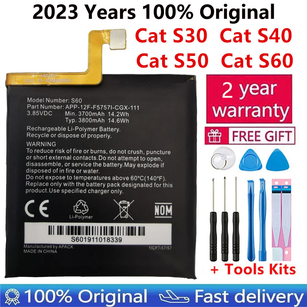 

100% Original Replacement battery For Caterpillar Cat S40 S50 S60 CUBA-BL00-S50-000 458002-S40 APP-12F-F57571-CGX-111 batteries