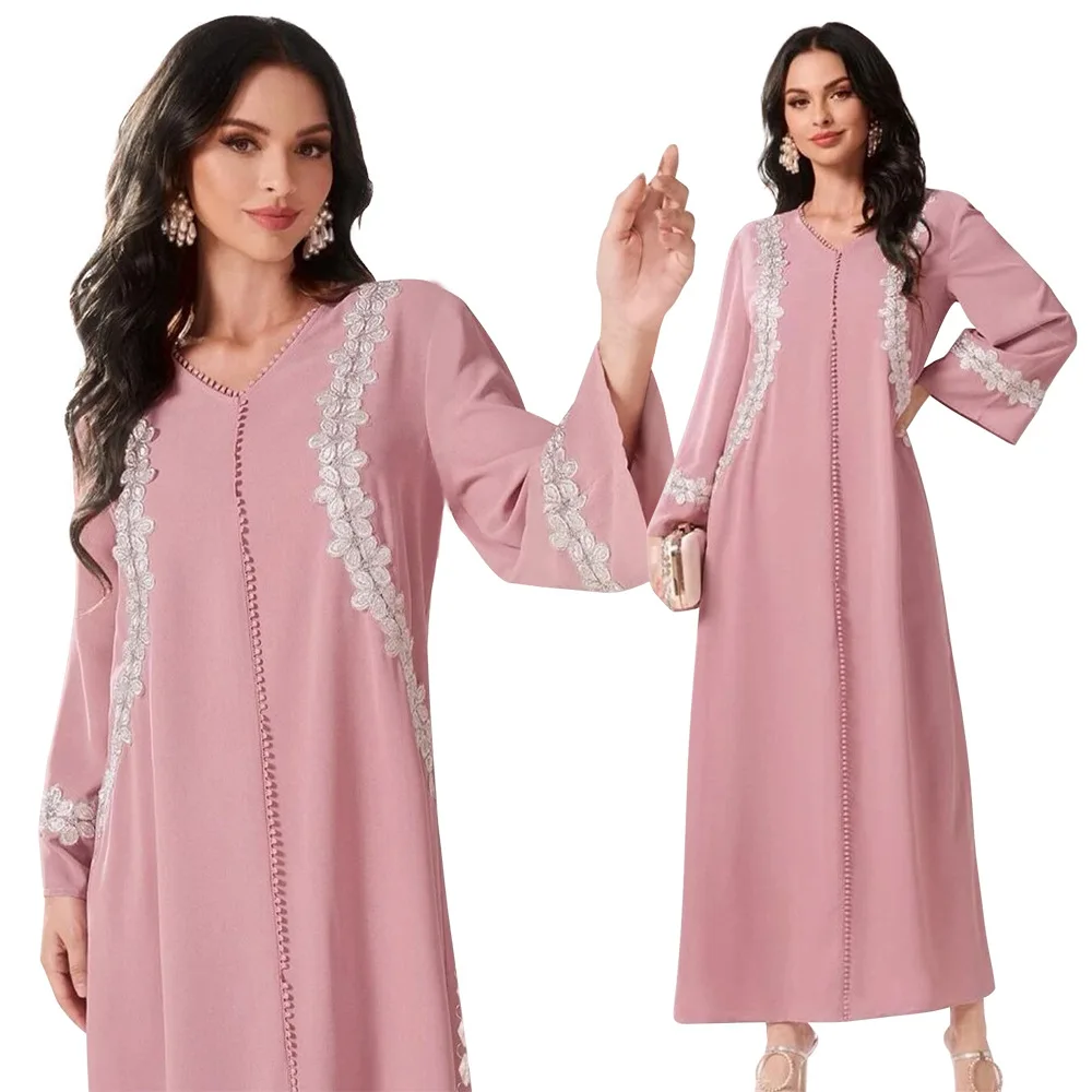 

Eid мусульманское женское свободное платье с вышивкой Abaya женские платья Рамадан Abayas Caftan Элегантные платья Дубай Арабская Турция