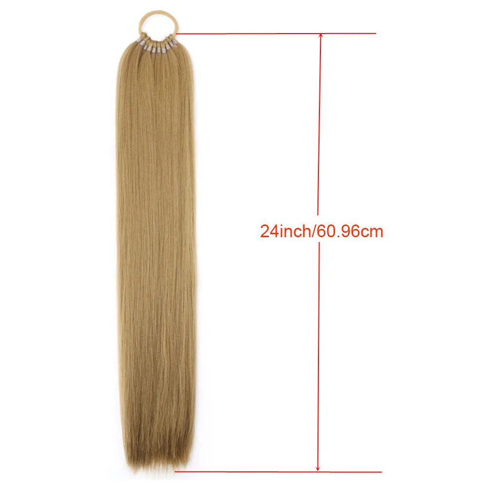 24inch long Yaki straight Wrapped ponytail hair punching braid fishbone braid fashionable high ponytail wig synthetic fiber