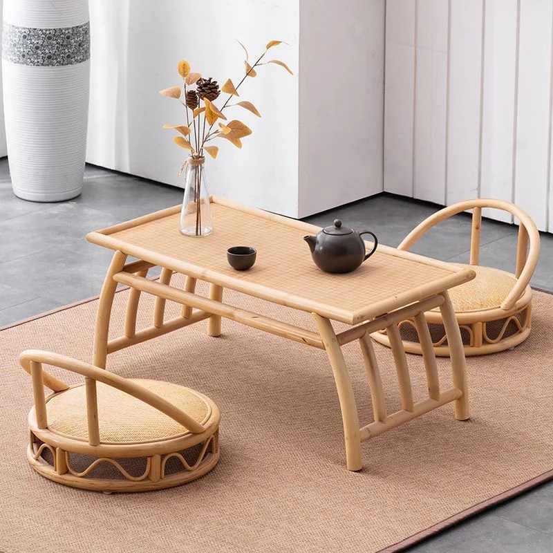 Bamboo and Rattan Tatami Tea Table Chinese/Japanese Style Furniture Living Room Furniture Small Home Lazy Table For Bay Window
