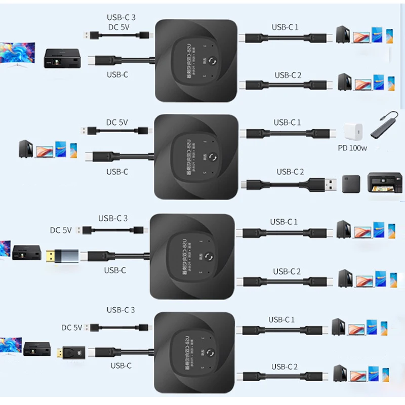8K USB C  ġ, 1x2, 2x1   ó, USB 3.1 PD 100W ø, ǻ Ϳ  ҽ KVM