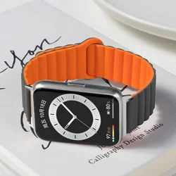 Silicone Sport Replacement Wristband with Magnetic Clasp for 22mm watch band (12 gray with orange)