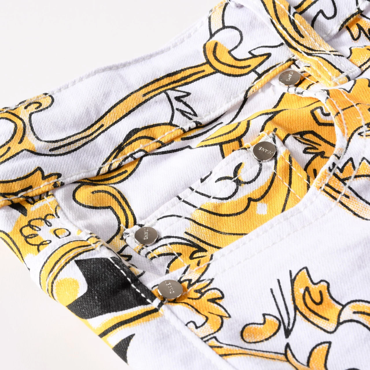 2023 New Men British Style Printed Jeans Fashion Casual Street Biker Slim Sexy Designe Men's Denim Pants Luxury Clothing Trouser