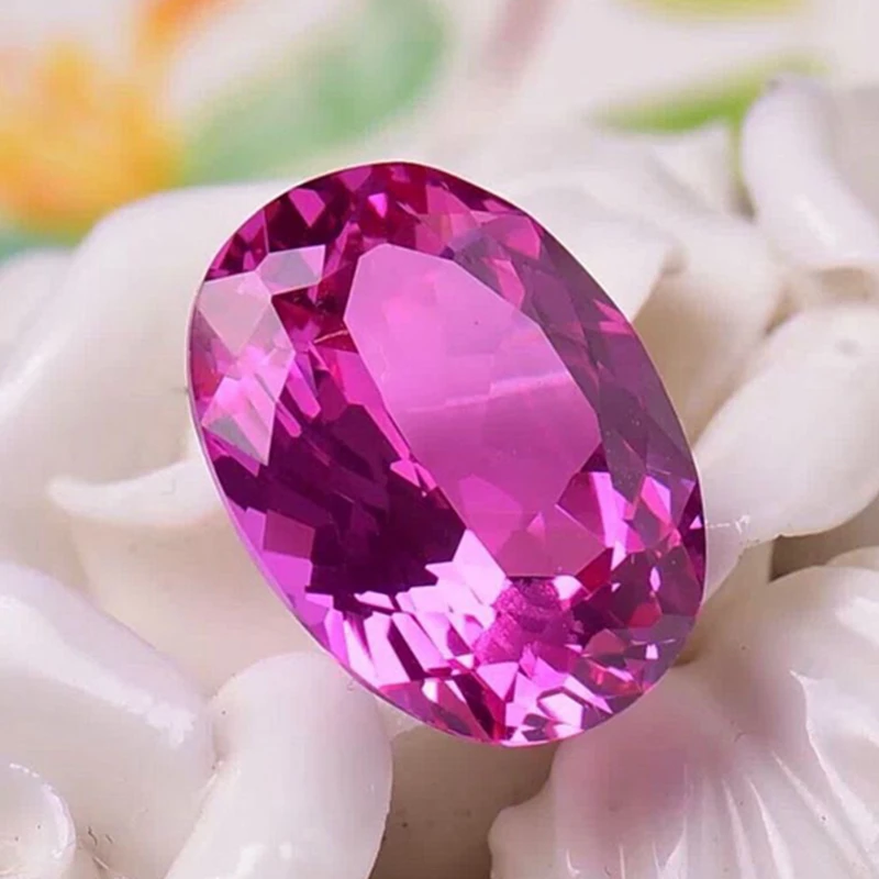 Pretty Pink Ruby Precious Stone Oval Faceted Cut Gemstones for Jewelry Making and Collection Gift Gem Beads
