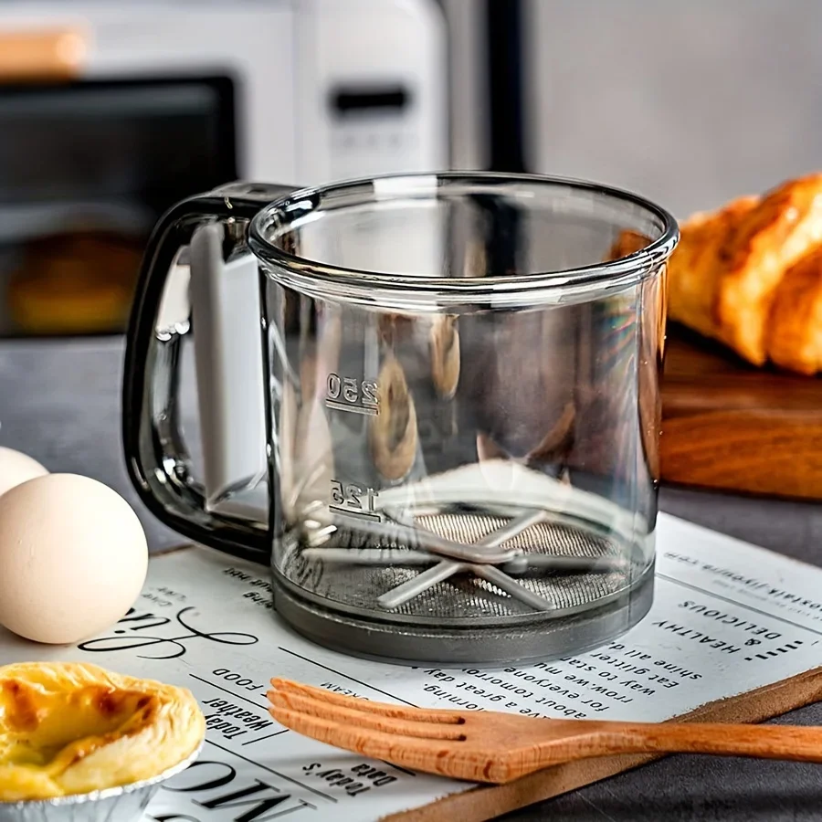Transparent Flour Sieve Semi-Automatic Flour Sifter With Hand Press Design Non-stick Baking Tools Kitchen Gadgets Accessories