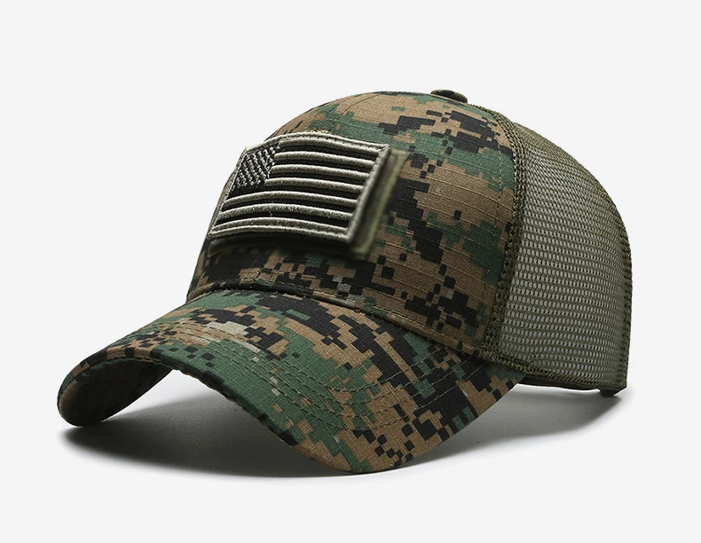 American flagge camouflage aufkleber bestickt basecap netz hut herren outdoor-klett kappe – Detail 6