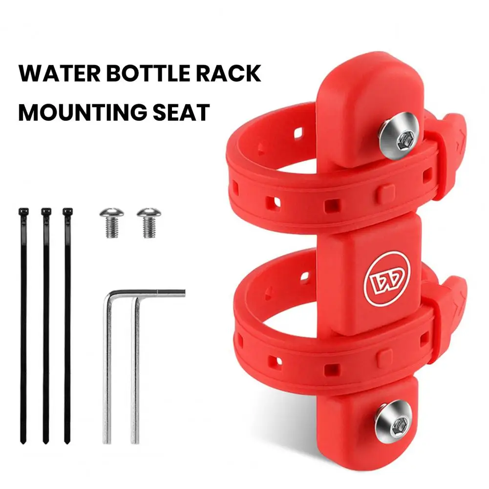 Bicycle Water Bottle Mount Adapter Water Bottle Cage Adapter Adjustable Silicone Strap Bike Mount for Cycling