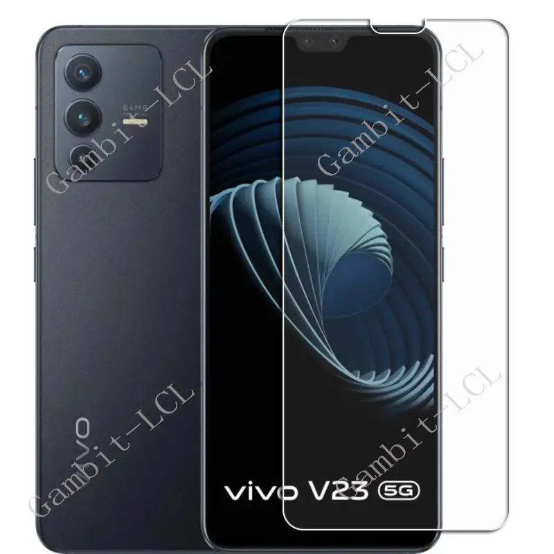 HHUAN Cover Per Vivo V23 5G Con Vetro Temperato - Custodia TPU Trasparente Antiurto E Pellicola Di Protezione, Sottile E Flessibile
