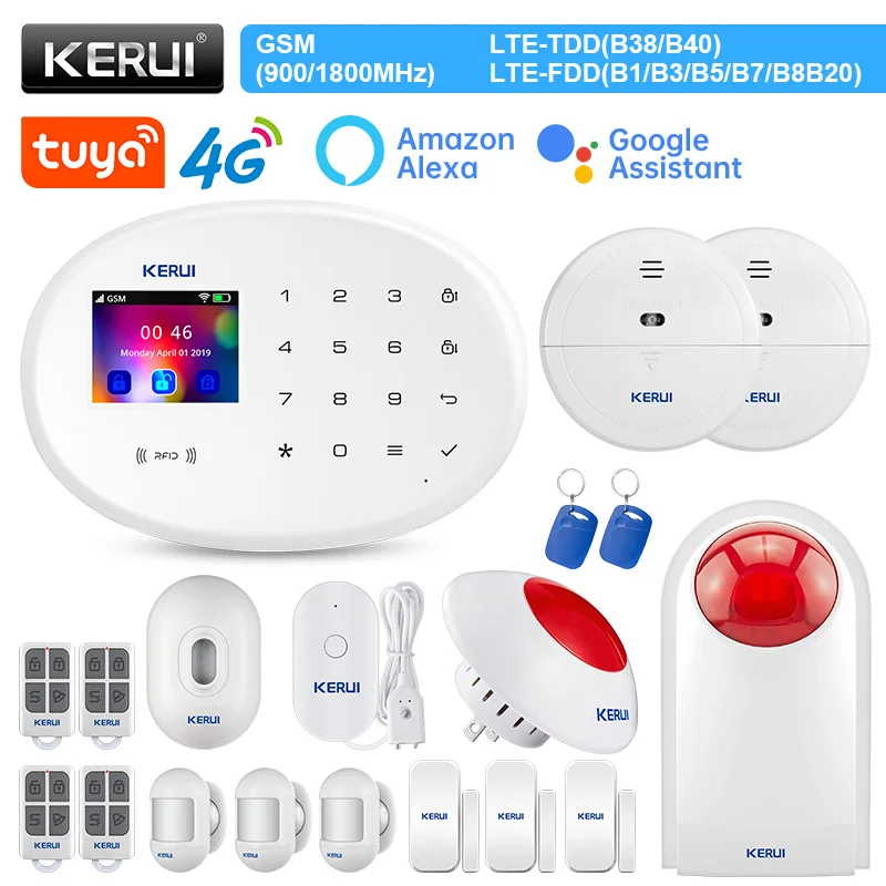KERUI Security Alarms for Home Tuya Smart W204 4G and WIFI Alarm with Home Accessories Motion Senso