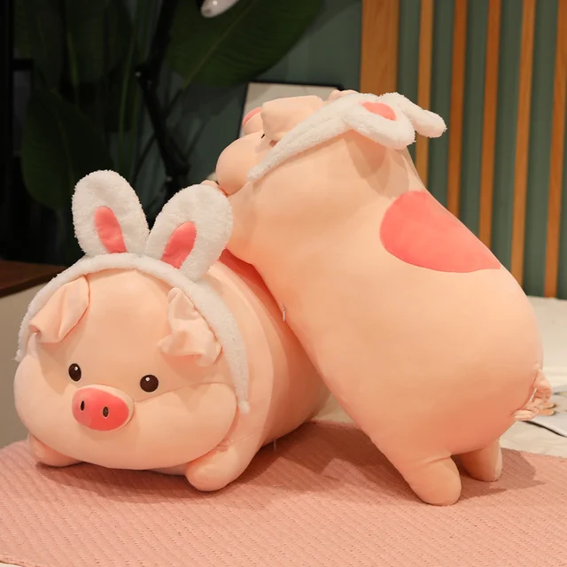 40/50/60/80cm Squish Pig Stuffed Doll Lying Plush Piggy Toy Animal Soft Plushie Pillow Cushion Kids Baby Comforting Gift 6