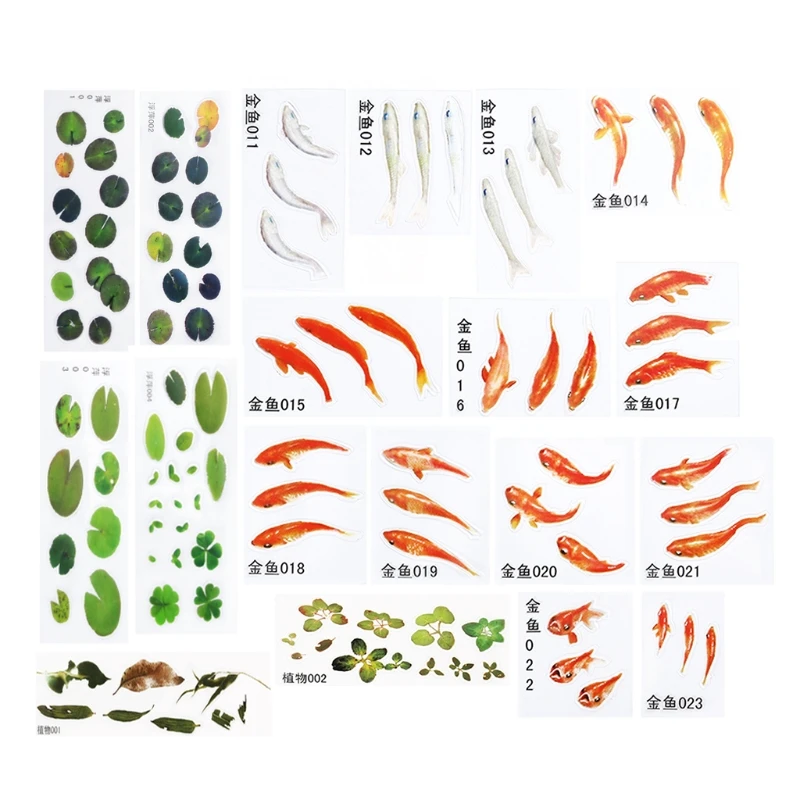 

19 Pcs 3D Resin Goldfish Duckweed Epoxy Filler Stickers DIY Filling Material