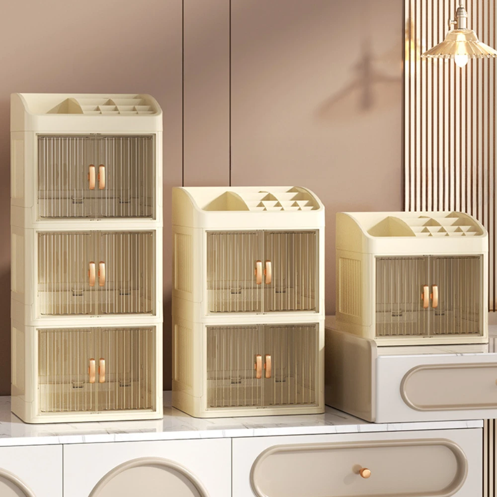 Foldable Storage Box Household Simple Organizer Boxes Double Door Skincare Product Organizer Multi-Layer Stationery Storage Rack