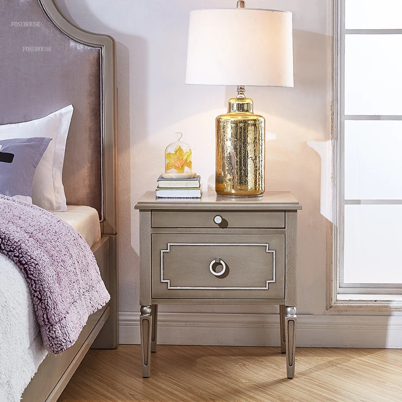 

Роскошные тумбочки в американском стиле из твердой древесины, мебель для спальни, простые современные прикроватные столики в стиле ретро, роскошный шкаф для хранения для спальни