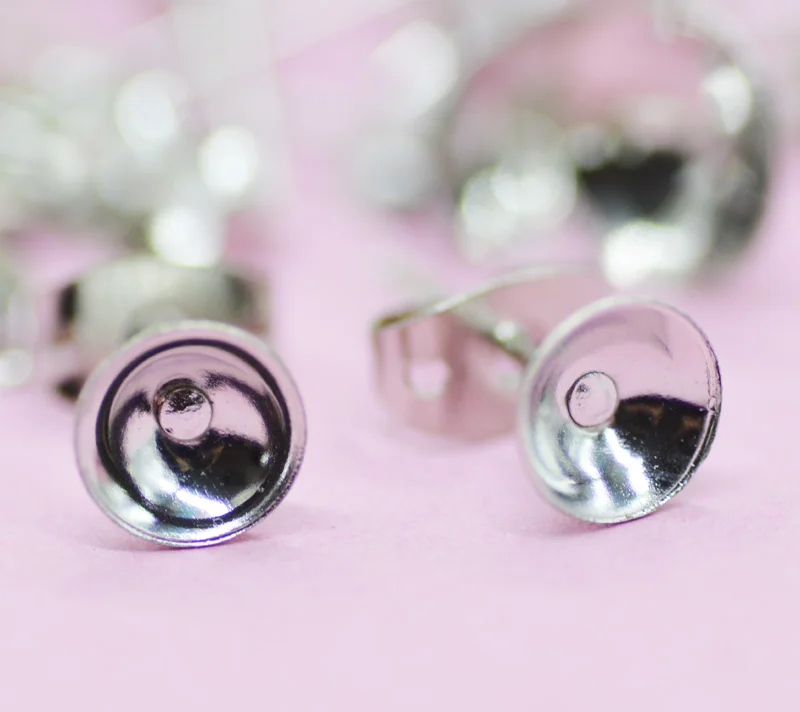 

200pairs of DIY jewelry accessories ear pins earrings 6/8mm bowl pin cup pins earring accessories
