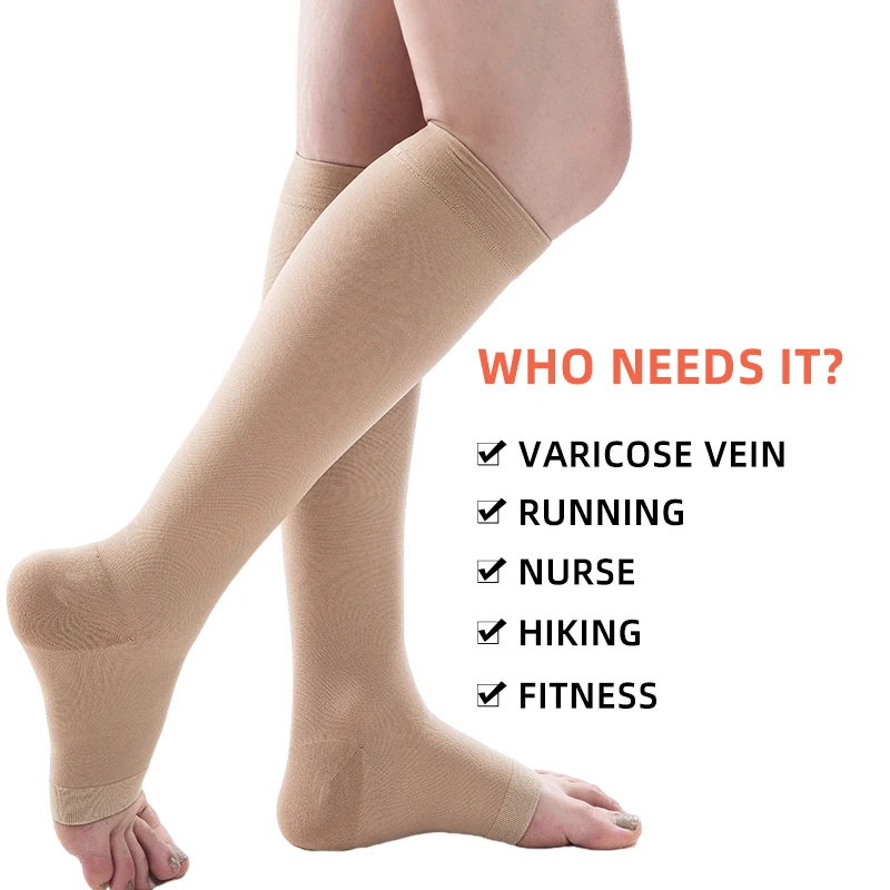 23-32mmHg Medical Compression Stockings Women Open Toe Elastic Nursing  Pressure Calf Socks Sleep Varicose Vein Treat - AliExpress