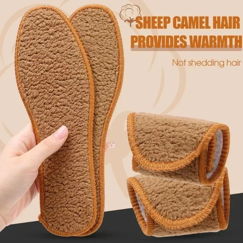 Thicken Cashmere Insoles Winter Plush Warmth Cold-proof Snow Boots Unisex Shoe Pad Soft Fluffy Insole Deodorant Shoe Accessories