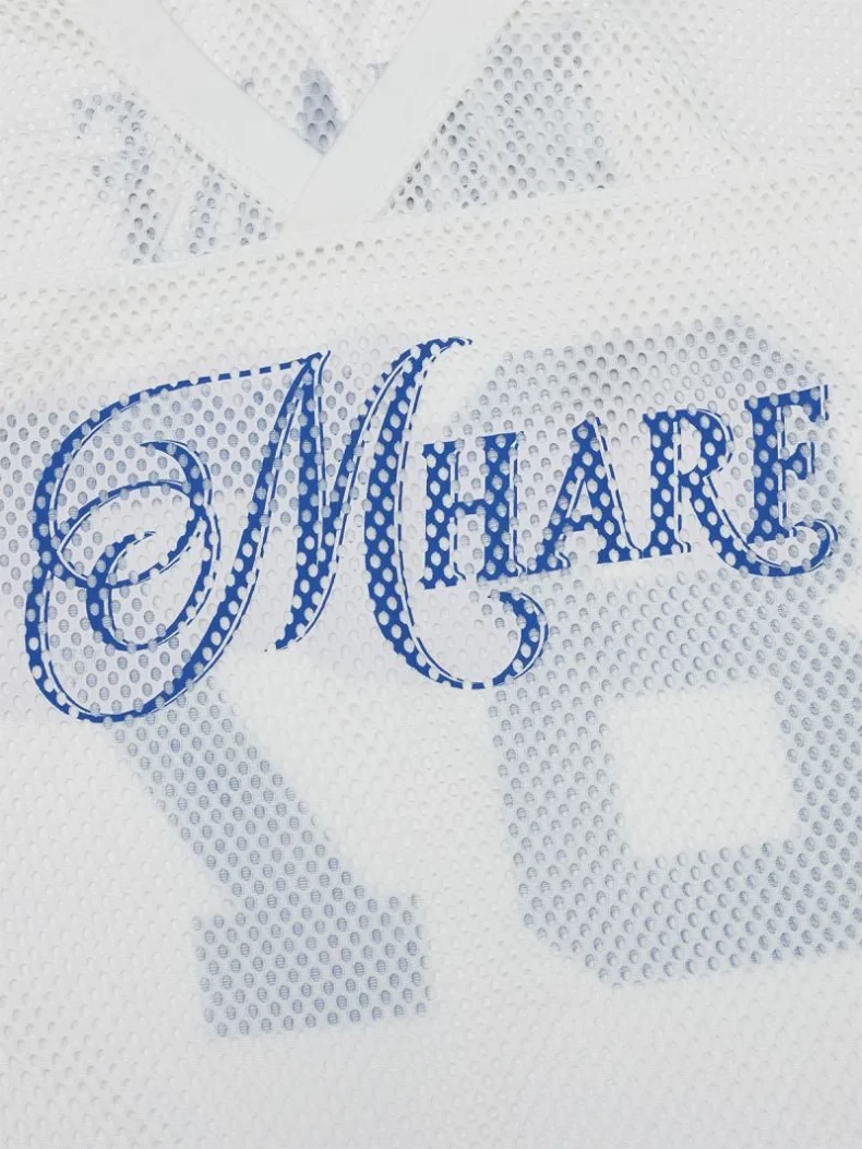 イングランド代表 ホワイトメッシュウェア White Flourish Letter Printed Mesh Jersey American Retro