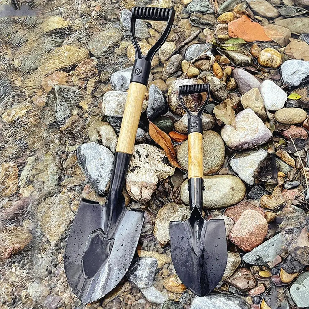 Digging Shovel D Wood Handle Anti-skidding Shovels Trowel Rustproof Garden Scoop Coated Surface Camping Outdoor Small 3