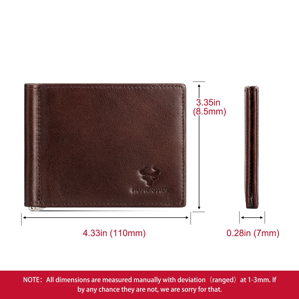 GZCZ Slim Men Women Money Clip Genuine Leather Bifold Male Purse Wallet Card Holder Purse Metal Money Clamp For Male