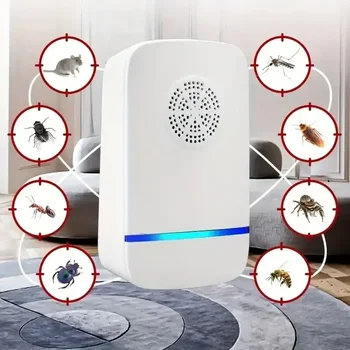 Repelente ultrassônico de pragas plug-in - Controle eficaz de insetos internos para mosquitos, ratos, aranhas, formigas, baratas - Paja infantil 1