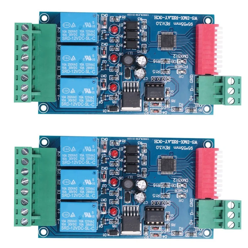 

2 шт., 3-канальный контролируемый релейный переключатель 5А DMX512